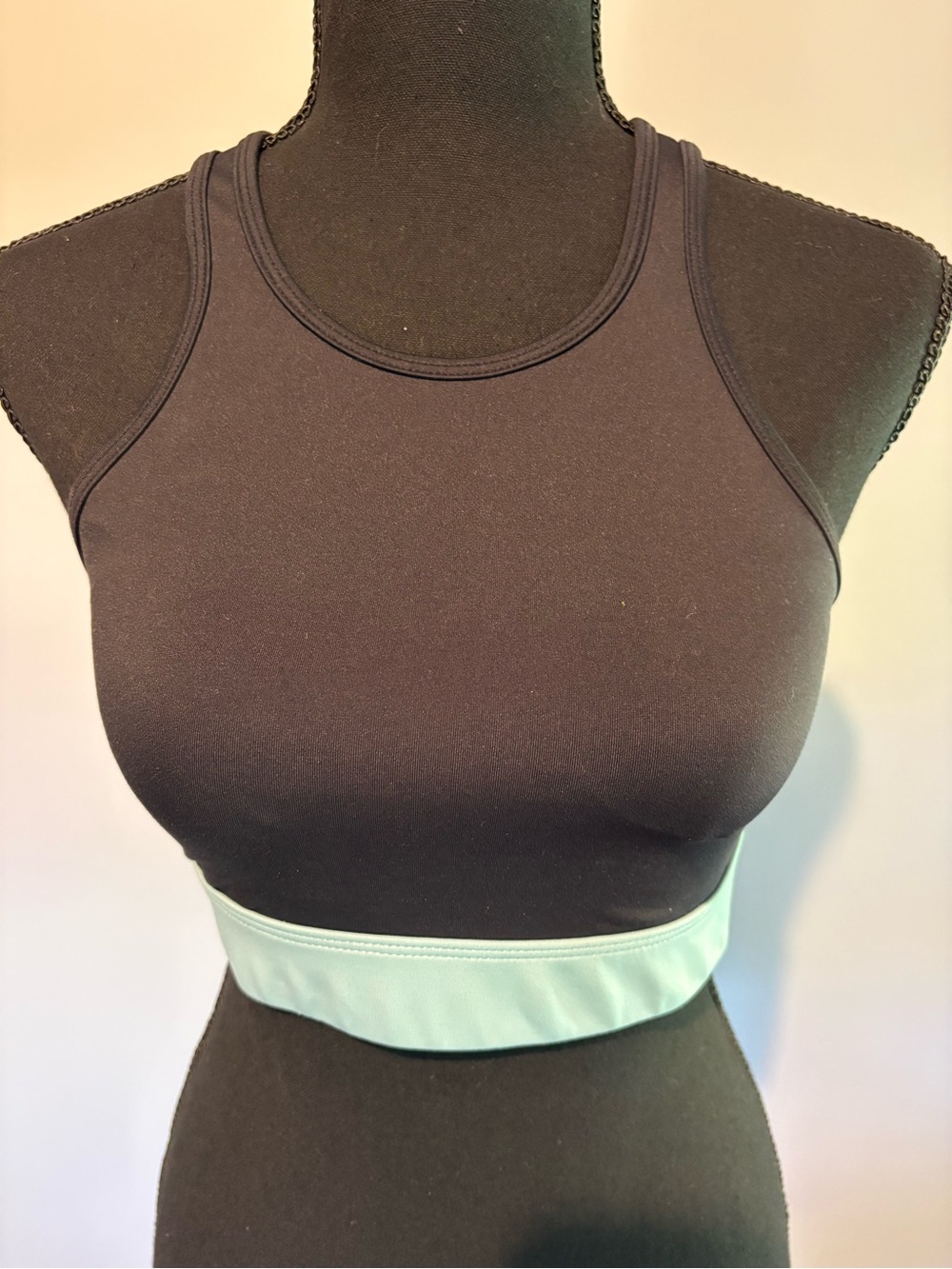 WILO - Racerback Crop Bralette in Black with Mint Green Band - Women Intimates